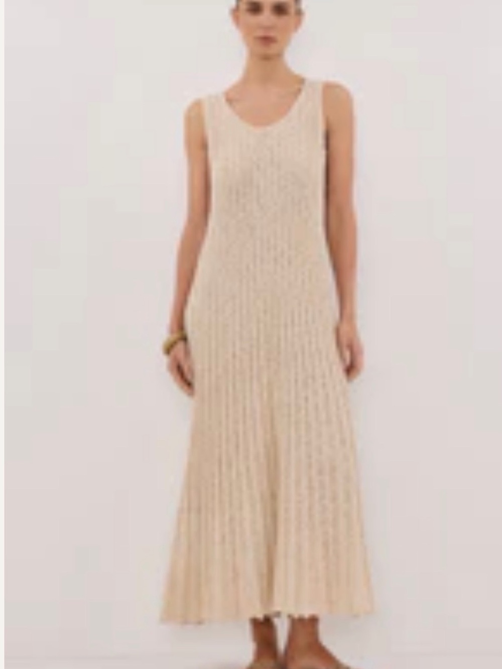 DISSH Sleeveless Ribbed Maxi Dress in Beige